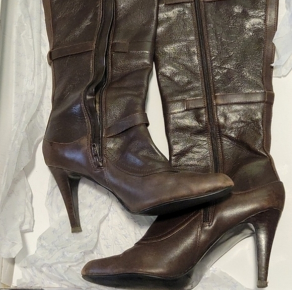 Brown Leather boots size 7.5M - Picture 3 of 3